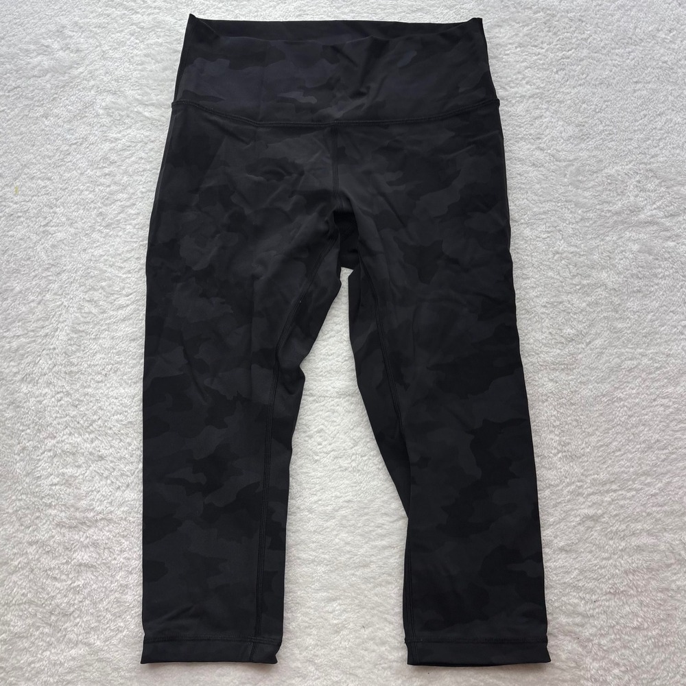Lululemon Black Camouflage High Rise Cropped Leggings Activewear